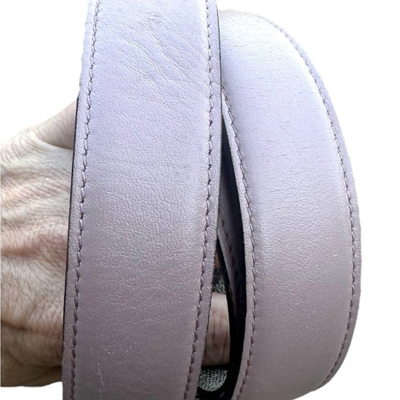 GUCCI Monogram Double G Reversible Mauve Pink Leather Gold Women's Belt 38” - Picture 3 of 13